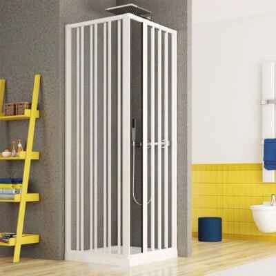 Box Doccia Positano in PVC 2 Lati Apertura Scorrevole Angolare a Soffietto - Immagine 1 di 3
