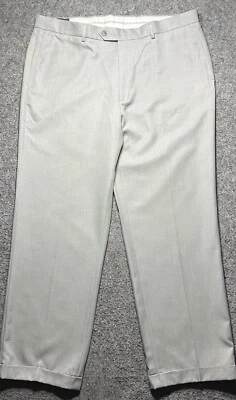 Pantalones de vestir Saddlebred para hombre 40x30 gris puño tobillo piernas rectas elegantes Foto 1 de 4