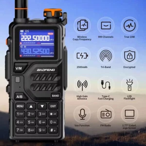 UV K5 Plus Baofeng 10W Muit Band NOAA Weather Ht Walkie Talkie Wireless MMM - Zdjęcie 1 z 13