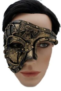 Unisex Gold Black Color Halloween Costume Half Face Mask Steampunk Rave Party