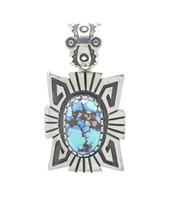 Tim Herrera Cochiti Pueblo Sterling Silver Pendant Golden Hill Turquoise - Picture 1 of 8