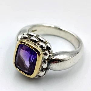 Lorenzo Sterling Silver 925 18K Gold Accent Amethyst Cocktail Ring Sz 7 - Picture 1 of 19