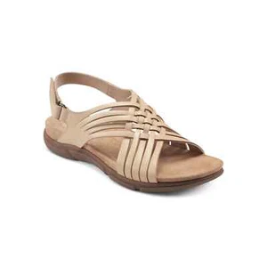 Easy Spirit Women's Mar Leather Slingback Flat Sandals, Beige Size 7.5M - Foto 1 di 4