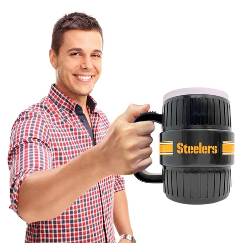 PITTSBURGH STEELERS Water Cooler Mug - Beer Coffee Cup Stein Tailgating Gift Cover