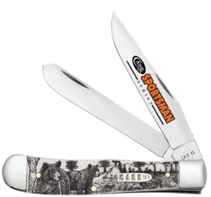 CASE XX 81223 TRAPPER POCKET KNIFE SPORTSMAN BEAR SMOOTH NATURAL BONE 6254 SS - Picture 1 of 4