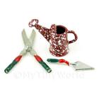 Dolls House Miniature Metal Shears, Trowel And Watering Can