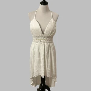 Jolie & Joy Dress Size 1X White Halter Crochet Boho Hippie Festival Hi-Low Lined - Picture 1 of 10