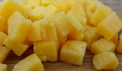 ELDONS High Temperature Cheddar Cheese 1/4" diced (5 lb) for Cooking Sausage Brats ect.