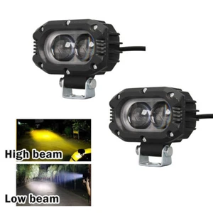 Pair Universal Motorcycle LED Fog Lights Auxiliary Fog Lamp Spotlight 6000lm 20W - Picture 1 of 15