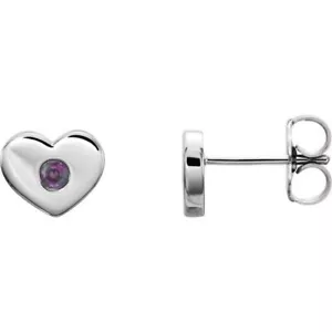 Pendientes de corazón de alejandrita cultivados en laboratorio en plata de ley - Imagen 1 de 2