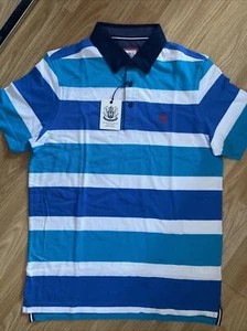 Hurlingham Polo New Men’s Reg Fit Blue/White Striped Medium Polo Shirt RRP £90 - Bild 1 von 4