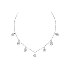 0.65 CT Natural I2 H Diamond Womens Stations Necklace 14K White Gold 18" - Picture 1 of 5