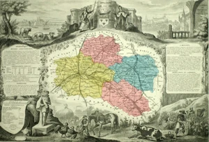 1861 Carte géographique ancienne DÉPARTEMENT DU LOIRET, RÉGION DE MONTARGIS - Imagen 1 de 2