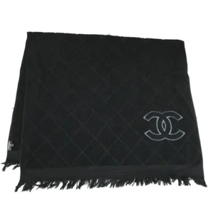 CHANEL CC Mark CC logo Matelasse Large format bath towel towel cotton Black - Picture 1 of 12