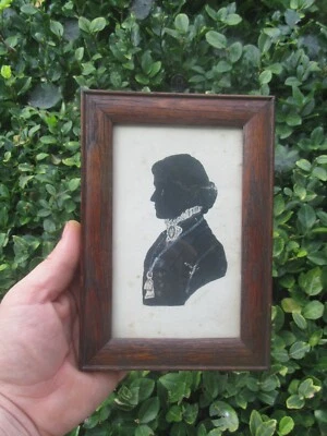 Antigua pintura de retrato de silueta de perfil de Pensilvania del siglo XIX Foto 1 de 4