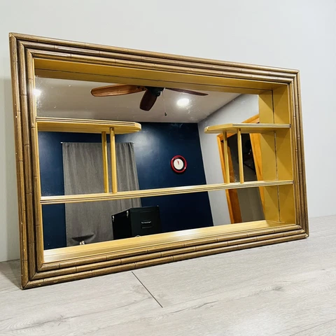 Vintage Mid Century Modern J.A. Olson Hanging Display Shadow Box Mirror 38x24 Cover