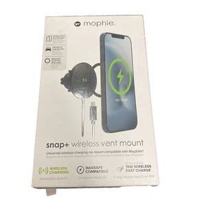 Mophie Snap+ Noir 15W Universel Chargeur Sans Fil Voiture Vent Support avec MagSafe - Photo 1 sur 2