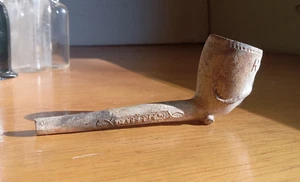 1880s R A O B (ROYAL ANTEDILUVIAN ORDER of BUFFALO) EMB HORNS CLAY PIPE - Picture 1 of 9