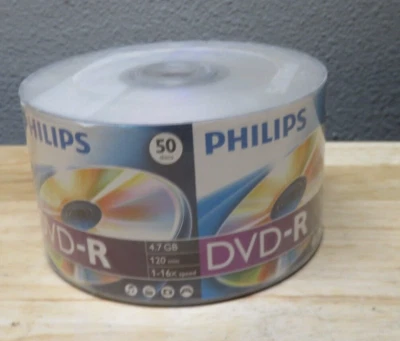 50 16X Philips Logo Blank DVD-R DVDR Recordable Disc 4.7GB - Image 1 of 4