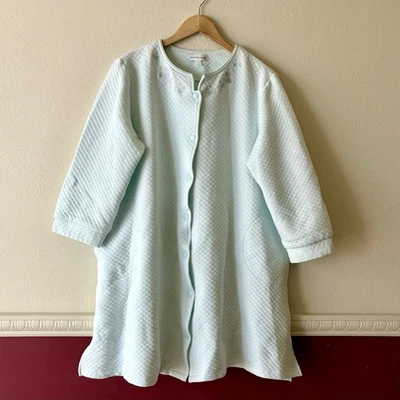 Abrigo Miss Elaine House Bata Frontal A Presión Azul Claro Mezcla Algodón Acolchado Para Mujer’s L Foto 1 de 4