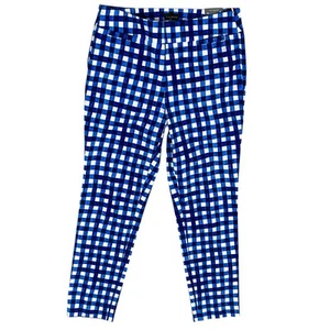 NUOVO Talbots Chatham pantaloni alla caviglia donna taglia 8 blu Gingham lato/zip $109 - Foto 1 di 13