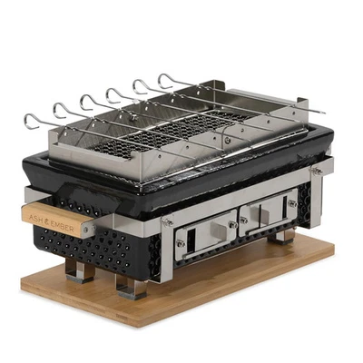 Juego de Parrilla y Brochetas de Mesa Hibachi 16" Ash & Ember, Parrilla de Carbón de Cerámica Foto 1 de 4