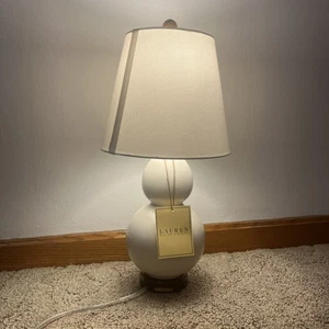 Ralph Lauren Table Lamp and Shade Off White Crackle Porcelain Gourd 20" NWT - Picture 1 of 6
