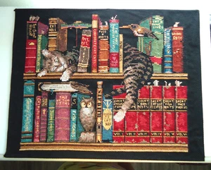 COMPLETO punto croce "Frederick il gatto letterato" biblioteca ufficio arte senza cornice - Foto 1 di 12