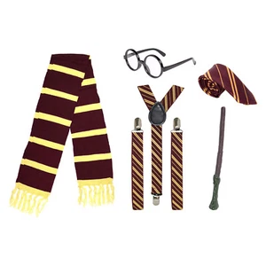 School Boy Harry Wizard Fancy Dress Costume (Scarf, Wand, Tie, Glasses, Braces) - Picture 1 of 1