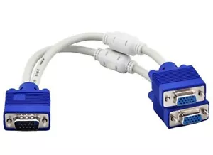 30cm VGA Splitter Cable 1x male to dual female Monitor Adaptor for 2 Displays - Picture 1 of 1