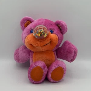 1987 Playskool Nosy Bears Gumlet w/ Gumball Nose Pink & Orange Plush WORKS - Picture 1 of 6