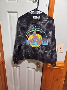2024 Walt Disney World 4 Parks Batik schwarz Neon Schloss Figur Sweatshirt Medium - Bild 1 von 7