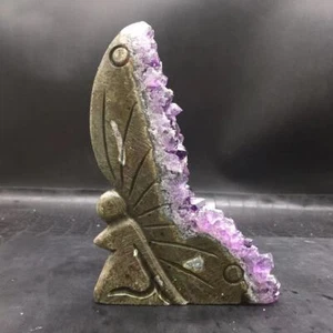 Natural Uruguay Amethyst Crystal Cluster Healing Butterfly Fairy Decoration 6'' - Picture 1 of 12