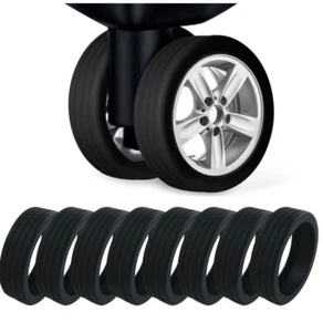 8pcs Luggage Wheel Portable Suitcase Wheel Protector Black Silicone Luggage - Picture 1 of 6