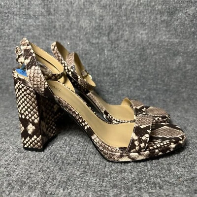 Michael Kors Snake Skin Print Block Heel Ankle Strap Sandals Size 8.5M - Image 1 of 4