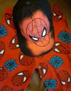 Boys Spiderman Cap Hat Pajama Pants Sz 10 2 Lot - Picture 1 of 12