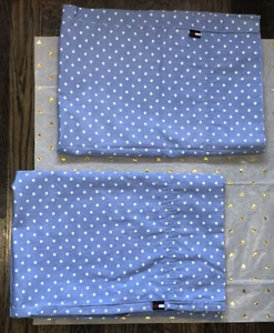 Tommy Hilfiger 2 Standard Pillowcases Blue White Polka Dots Cotton Blend - Picture 1 of 8