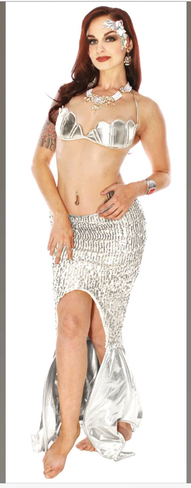 Metallic Sequin Mermaid Costume for Cosplay or Halloween - SILVER size MEDIUM - Image 1 of 1