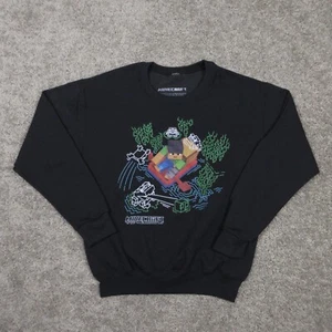 Minecraft Sweater Boys Medium Black Graphic Boat Pullover Crewneck Sweatshirt - Picture 1 of 7