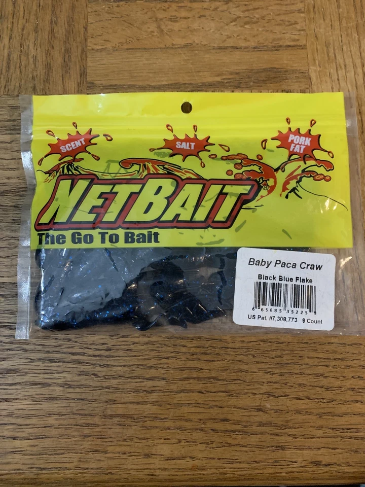 NetBait Fishing Bait Baby Paca Craw Black Blue Flake - Image 1 of 4