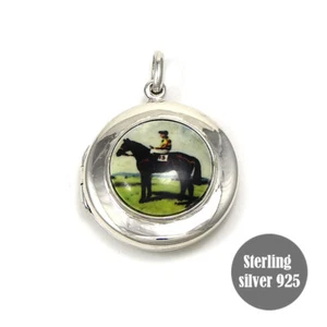 JOCKEY Locket Pendant Vintage Style Real Sterling Silver 925 - Picture 1 of 7