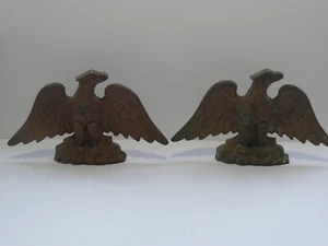 EARLY VINTAGE CAST BRASS EAGLE BOOKENDS. - Bild 1 von 7