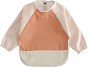 Waterproof Baby Bibs,Infant Toddler Long Sleeve Feeding Bib with Food Catcher,Wi - Picture 1 of 7