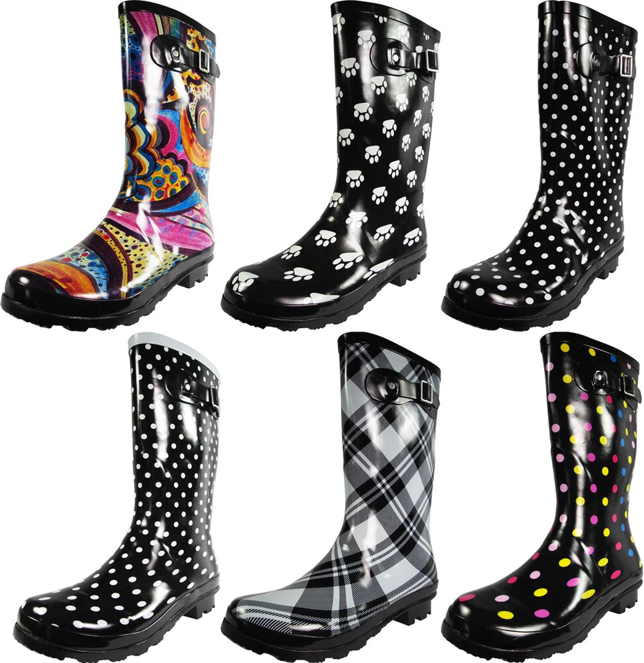 Women's Hurricane Rain Boots Rubber Printed Mid Height Mid Calf Snow Rainboot - Image 1 of 1