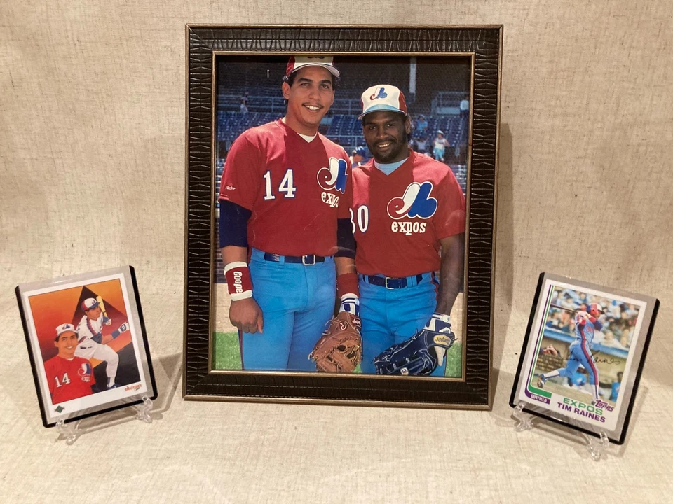 Andres Gallaraga, Tim Raines Expos 8x10 Framed Photo Print; 2 cards 1982 1990 - Image 1 of 4