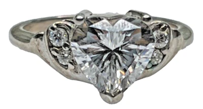 Vintage Diamonique DQ Sterling 925 Engagement Ring Heart CZ Five Stone SZ 8 4G - Image 1 of 4