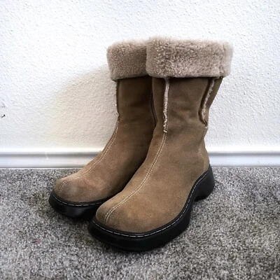 Botas de Invierno Nine West Cloud Infuse Para Mujer’s 7 Gamuza Tostada Forradas Sherpa Puntera Cuadrada Foto 1 de 4