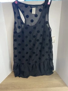 Love 2 be Loved Black Sheer Polka Dot Sleeveless Top Size Small NWT - Picture 1 of 6