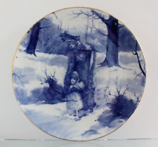 Royal Doulton Blue Children Series Plaque Plate Winter Scene c1900s