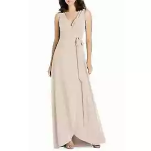 Jenny Packham Bridesmaids Wrap Gown 4 Sleeveless V-Neck Tulip Maxi Cameo JP1025 - Picture 1 of 5
